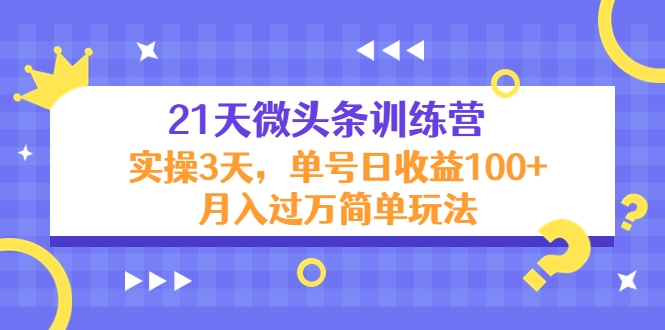 21天微头条训练营，实操3天，单号日收益100+月入过万简单玩法-沐风资源库