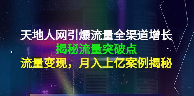 天地人网引爆流量全渠道增长：揭秘流量突然破点，流量变现，月入上亿案例-沐风资源库