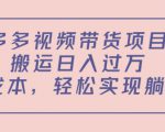 多多视频带货项目，搬运日入过万，0成本，轻松实现躺赚（教程+软件）-沐风资源库