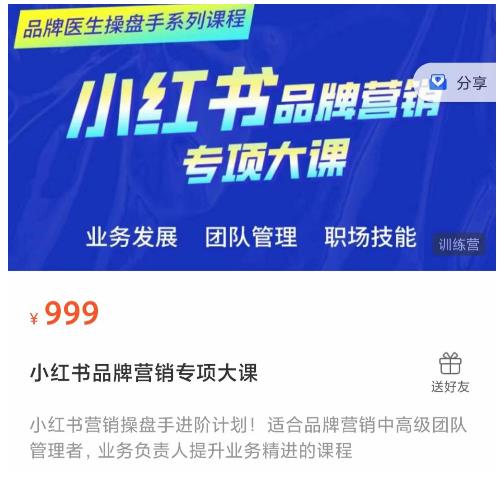小红书品牌营销专项大课，操盘手进阶，一套能让你提升业务精进的课程-沐风资源库