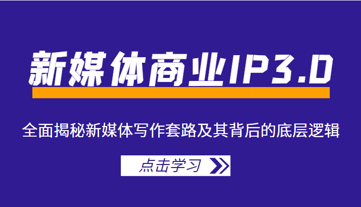新媒体商业IP3.0，全面揭秘新媒体写作套路及其背后的底层逻辑（价值1299元）-沐风资源库