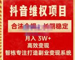 新版抖音维权项目每单利润1000+，合法合规，长期稳定，月入3W+价值1999元-沐风资源库