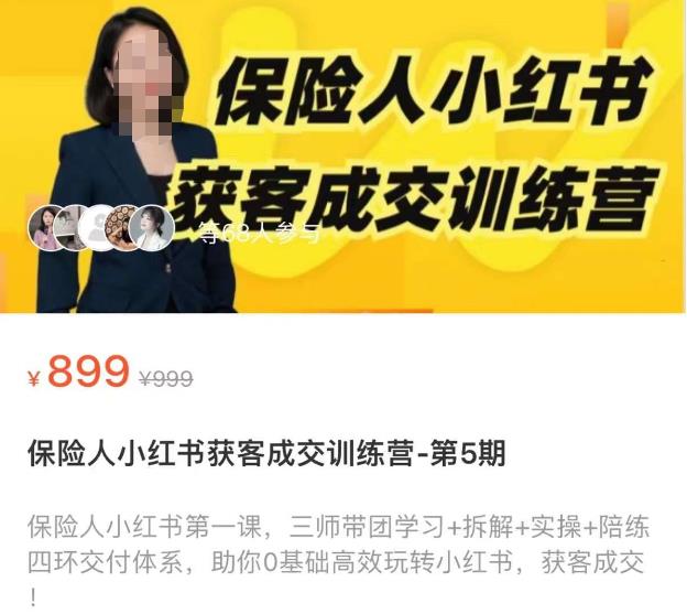 保险人小红书获客成交训练营，0基础高效玩转小红书，可复制的获客成交之路-沐风资源库