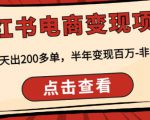 顽石·小红‬书电商变现项目，实测当天出200多单，半年变现百万，非常稳定-沐风资源库