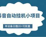 抖音自动挂机小项目，单设备日撸20+，可批量，号越多收益越大-沐风资源库