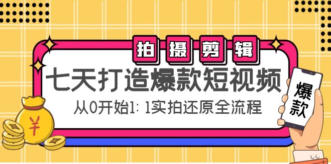 七天打造爆款短视频：拍摄+剪辑实操，从0开始1:1实拍还原实操全流程-沐风资源库