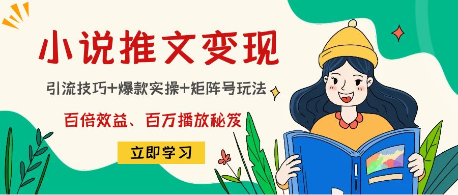 小说推文训练营：引流技巧+爆款实操+矩阵号玩法，百倍效益、百万播放秘笈-沐风资源库