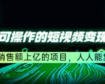 五个可操作的短视频变现项目：年销售额上亿的项目，人人能复制-沐风资源库