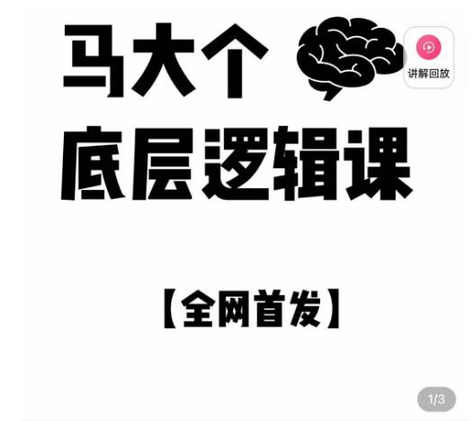 马大个·底层逻辑课，51节底层逻辑智慧课-价值1980元-沐风资源库