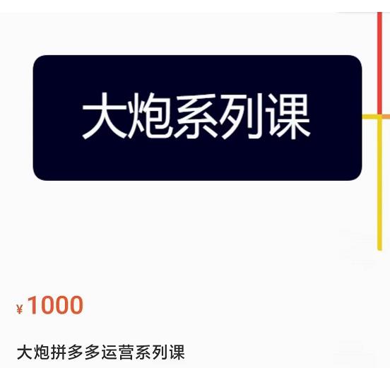 大炮拼多多运营系列课，各类​玩法合集，拼多多运营玩法实操-沐风资源库