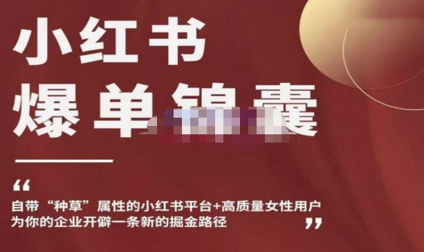 小红书爆单锦囊，自带种草属性+高质量女性用户，为你的企业开辟一条新的掘金路径-沐风资源库