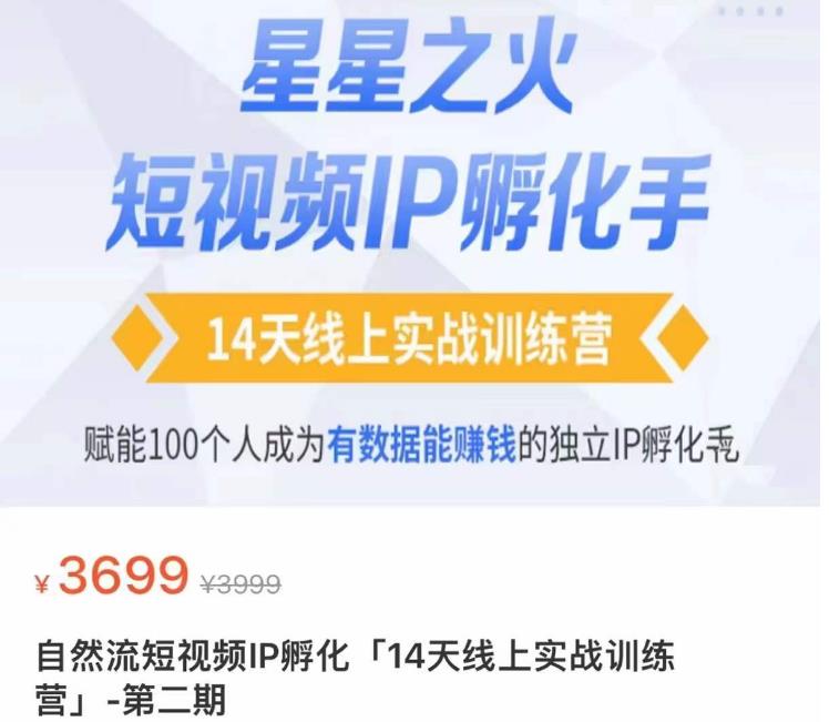 瑶瑶·自然流短视频IP孵化第二期，14天线上实战训练营，赋能100个人成为有数据能赚钱的独立IP孵化手-沐风资源库