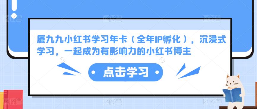 厦九九小红书学习年卡（全年IP孵化），沉浸式学习，一起成为有影响力的小红书博主-沐风资源库
