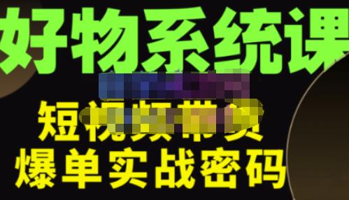 大嘴·好物短视频带货解析，学完你将懂的短视频带货底层逻辑，做出能表现的短视频-沐风资源库