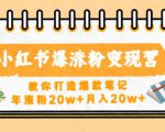 小红书爆涨粉变现营，教你打造爆款笔记，年涨粉20w+月入20w-沐风资源库