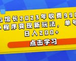 D1G馆长2023年收费990的抖音小程序变现新玩法，单号轻松日入200+-沐风资源库