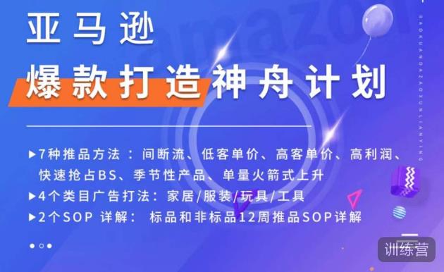 亚马逊爆款打造神舟计划，​7种推品方法，4个类目广告打法，2个SOP详解-沐风资源库