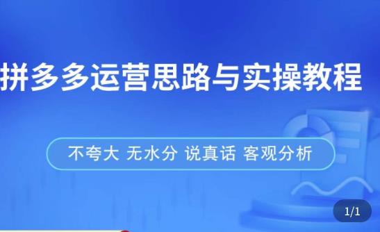拼多多店铺运营思路与实操教程，快速学会拼多多开店和运营，少踩坑，多盈利-沐风资源库