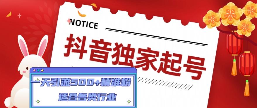 抖音独家起号，一天引流500+精准粉，适合各类行业（9节视频课）-沐风资源库