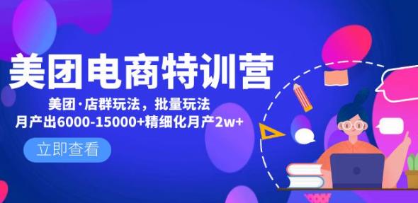 美团电商特训营：美团·店群玩法，无脑铺货月产出6000-15000+精细化月产2w+-沐风资源库