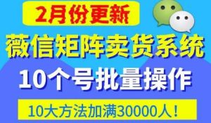 微信矩阵卖货系统，多线程批量养10个微信号，10种加粉落地方法，快速加满3W人卖货！-沐风资源库