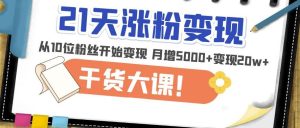 21天精准涨粉变现干货大课：从10位粉丝开始变现月增5000+变现20w+-沐风资源库