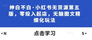 绅白不白·小红书无货源第五版，零投入起店，无脑图文精细化玩法-沐风资源库