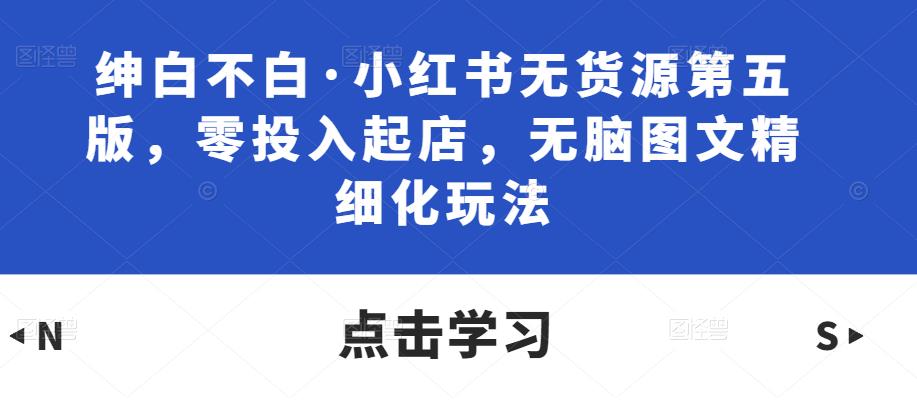 绅白不白·小红书无货源第五版，零投入起店，无脑图文精细化玩法-沐风资源库