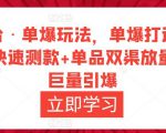 万相台·单爆玩法，单爆打造流程+单品快速测款+单品双渠放量+単品巨量引爆-沐风资源库