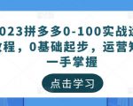 2023拼多多0-100实战运营教程，0基础起步，运营知识一手掌握-沐风资源库