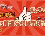 2023新细分领域带货计划：单号单日1000+收益不难，每人可操作3-5个账号-沐风资源库