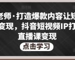 不韦老师·打造爆款内容让短视频快速变现，抖音短视频IP打造及直播课变现-沐风资源库