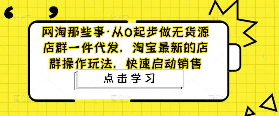 网淘那些事·从0起步做无货源店群一件代发，淘宝最新的店群操作玩法，快速启动销售-沐风资源库