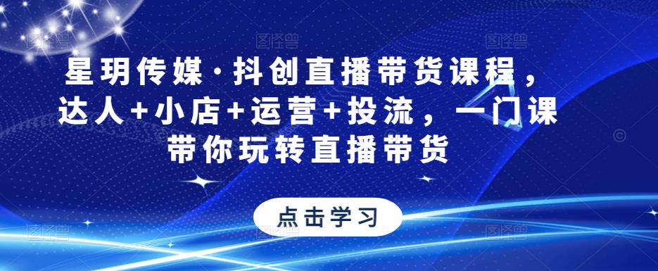 星玥传媒·抖创直播带货课程，达人+小店+运营+投流，一门课带你玩转直播带货-沐风资源库