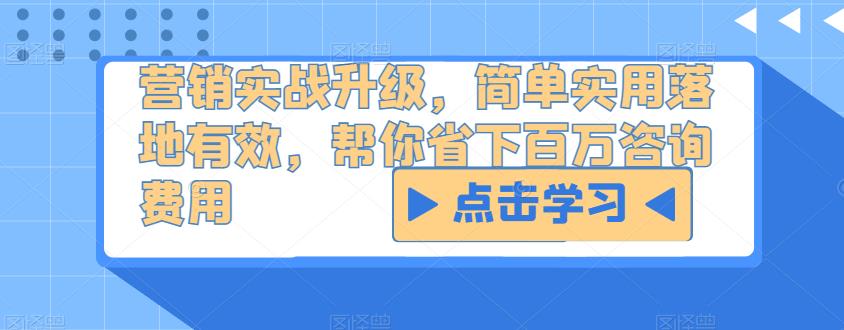 营销实战升级，简单实用落地有效，帮你省下百万咨询费用-沐风资源库
