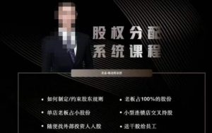 韩老师聊美业-美业股权分配系统课程，如何制定约束股东规则+老板占100%的股份+单店老板占小股份等-沐风资源库
