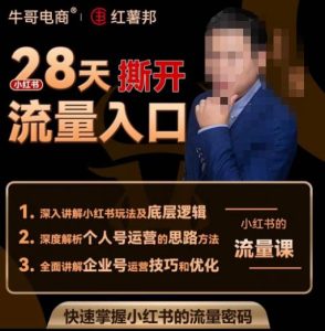 牛哥电商红薯邦28天撕开小红书流量入口，小红书运营系列课，快速掌握小红书的流量密码-沐风资源库
