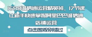 1688诚信通运营精英班，17节课让新手快速掌握阿里巴巴诚信通店铺运营-沐风资源库