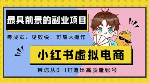 小红书蓝海大市场虚拟电商项目，手把手带你打造出日赚2000+高质量红薯账号-沐风资源库