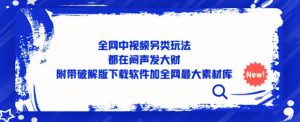 全网中视频另类玩法，都在闷声发大财，附带破解版下载软件加全网最大素材库-沐风资源库