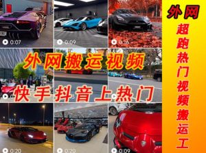 外面收费398元外网超跑豪车汽车视频搬运至快手抖音上热门项目，只需一步手机就可以操作-沐风资源库
