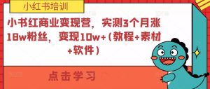 小书红商业变现营，实测3个月涨18w粉丝，变现10w+(教程+素材+软件)-沐风资源库