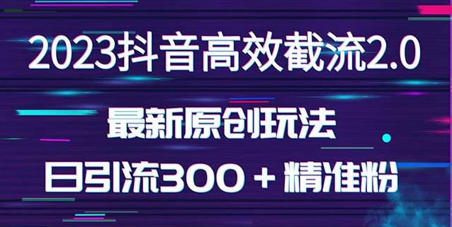 日引300+创业粉,独家抖音高效截流2.0玩法(价值1280)-沐风资源库