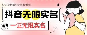 外面收费1200的最新抖音一证无限实名技术，无视限制封禁【详细玩法视频教程】-沐风资源库