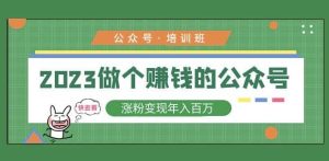 2023公众号培训班，2023做个赚钱的公众号，涨粉变现年入百万！-沐风资源库