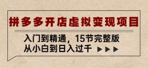 拼多多开店虚拟变现项目:入门到精通,从小白到日入过千(15节完整版)-沐风资源库