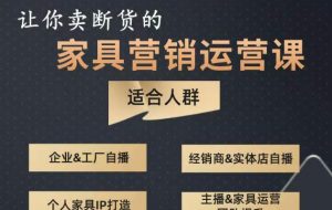 让你卖断货的家具营销运营课，打造高销量家具账号（短视频+直播+人物IP）-沐风资源库