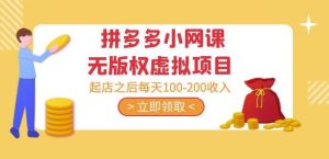 黄岛主·拼多多小网课无版权虚拟项目分享课：起店之后每天100-200收入-沐风资源库