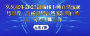 久久疯牛2023最新线上纯自然流起号课程，老杨是把自然流玩明白的人，可以闭眼上车-沐风资源库