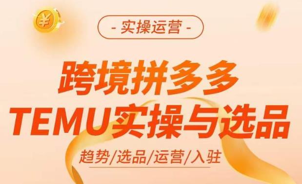 跨境拼多多TEMU实操与选品，​掌握平台运营方法技巧，选品避坑12条标准，爆款的底层思路等-沐风资源库